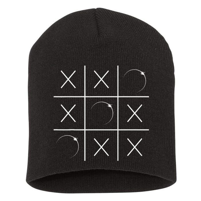 Total Solar Eclipse Tic Tac Toe 04.08.2024 Short Acrylic Beanie