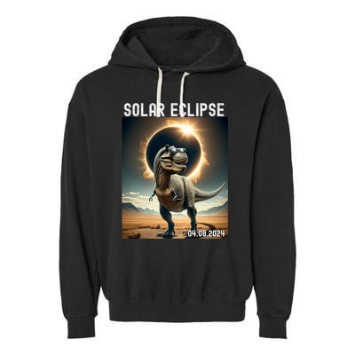 Total Solar Eclipse Trex Dinosaur April 8 2024 Garment-Dyed Fleece Hoodie