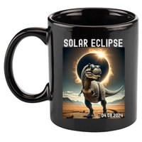Total Solar Eclipse Trex Dinosaur April 8 2024 11oz C Handle Ceramic Mug