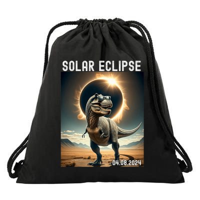Total Solar Eclipse Trex Dinosaur April 8 2024 Drawstring Bag