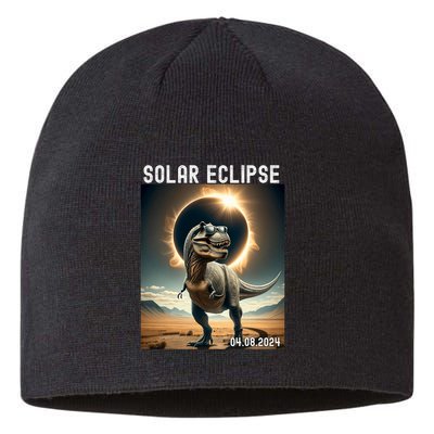 Total Solar Eclipse Trex Dinosaur April 8 2024 Sustainable Beanie
