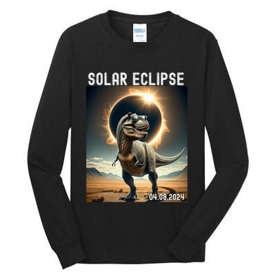 Total Solar Eclipse Trex Dinosaur April 8 2024 Tall Long Sleeve T-Shirt