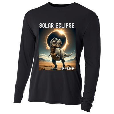Total Solar Eclipse Trex Dinosaur April 8 2024 Cooling Performance Long Sleeve Crew