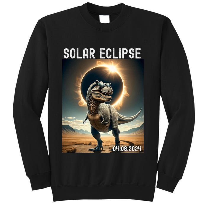 Total Solar Eclipse Trex Dinosaur April 8 2024 Tall Sweatshirt