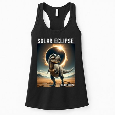 Total Solar Eclipse Trex Dinosaur April 8 2024 Womens Tank Top