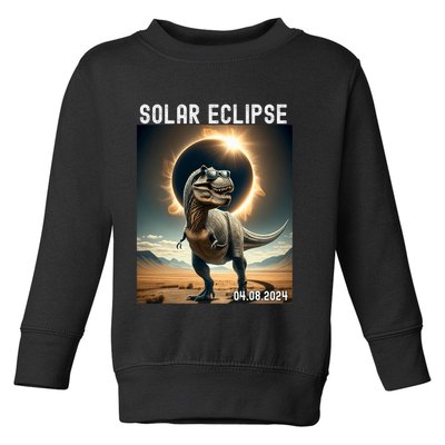 Total Solar Eclipse Trex Dinosaur April 8 2024 Toddler Sweatshirt