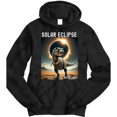 Total Solar Eclipse Trex Dinosaur April 8 2024 Tie Dye Hoodie
