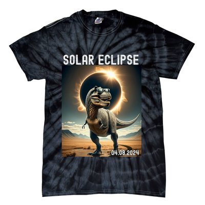 Total Solar Eclipse Trex Dinosaur April 8 2024 Tie-Dye T-Shirt