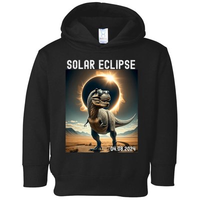 Total Solar Eclipse Trex Dinosaur April 8 2024 Toddler Hoodie