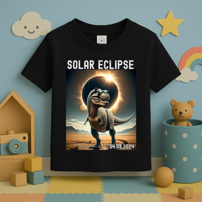 Total Solar Eclipse Trex Dinosaur April 8 2024 Toddler T-Shirt