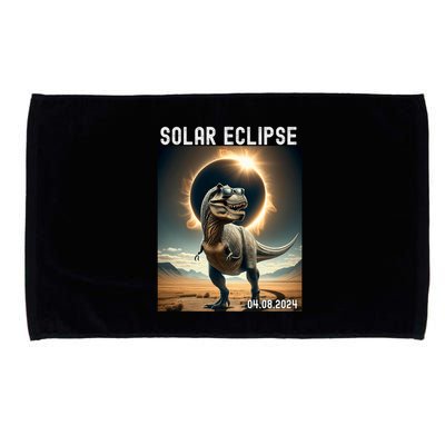Total Solar Eclipse Trex Dinosaur April 8 2024 Microfiber Hand Towel