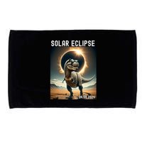 Total Solar Eclipse Trex Dinosaur April 8 2024 Microfiber Hand Towel