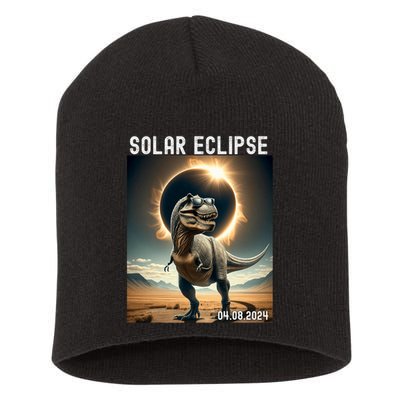 Total Solar Eclipse Trex Dinosaur April 8 2024 Short Acrylic Beanie
