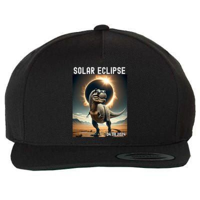 Total Solar Eclipse Trex Dinosaur April 8 2024 Wool Snapback Cap