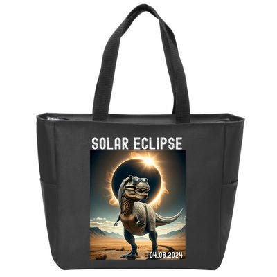 Total Solar Eclipse Trex Dinosaur April 8 2024 Zip Tote Bag