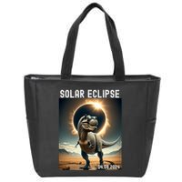 Total Solar Eclipse Trex Dinosaur April 8 2024 Zip Tote Bag