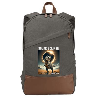 Total Solar Eclipse Trex Dinosaur April 8 2024 Cotton Canvas Backpack