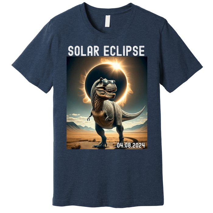 Total Solar Eclipse Trex Dinosaur April 8 2024 Premium T-Shirt