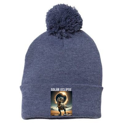 Total Solar Eclipse Trex Dinosaur April 8 2024 Pom Pom 12in Knit Beanie