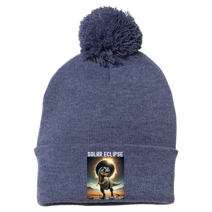 Total Solar Eclipse Trex Dinosaur April 8 2024 Pom Pom 12in Knit Beanie