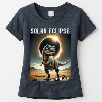 Total Solar Eclipse Trex Dinosaur April 8 2024 Womens T-Shirt