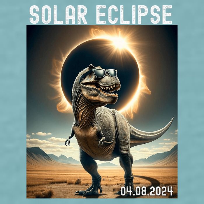 Total Solar Eclipse Trex Dinosaur April 8 2024 Sueded Cloud Jersey T-Shirt