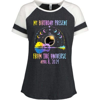 Total Solar Eclipse And Yes ItS My Birthday April 8 2024 Enza Ladies Jersey Colorblock Tee