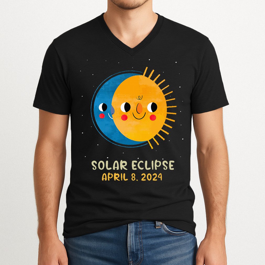 Total Solar Eclipse 2024 Cute Solar Eclipse V-Neck T-Shirt