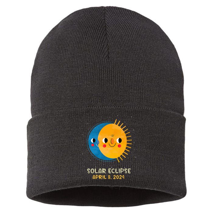 Total Solar Eclipse 2024 Cute Solar Eclipse Sustainable Knit Beanie