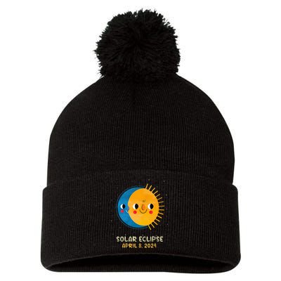 Total Solar Eclipse 2024 Cute Solar Eclipse Pom Pom 12in Knit Beanie