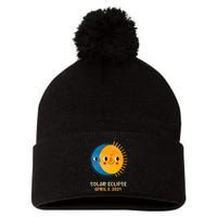 Total Solar Eclipse 2024 Cute Solar Eclipse Pom Pom 12in Knit Beanie