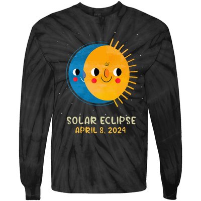 Total Solar Eclipse 2024 Cute Solar Eclipse Tie-Dye Long Sleeve Shirt