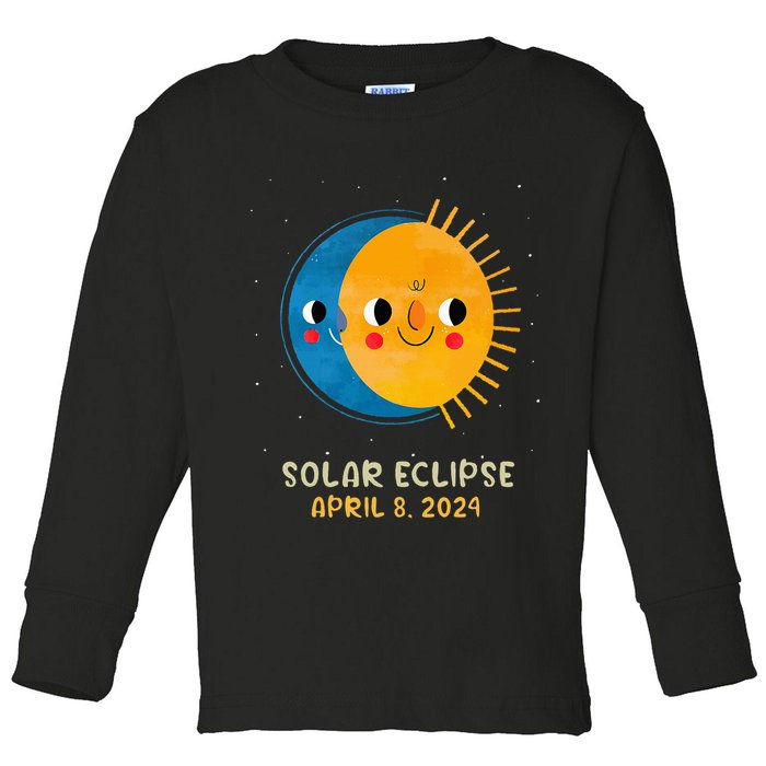 Total Solar Eclipse 2024 Cute Solar Eclipse Toddler Long Sleeve Shirt
