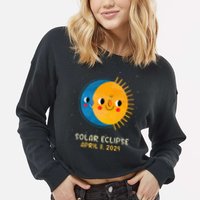 Total Solar Eclipse 2024 Cute Solar Eclipse Cropped Pullover Crew