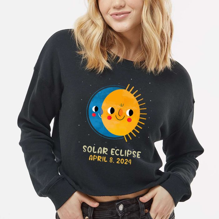 Total Solar Eclipse 2024 Cute Solar Eclipse Cropped Pullover Crew