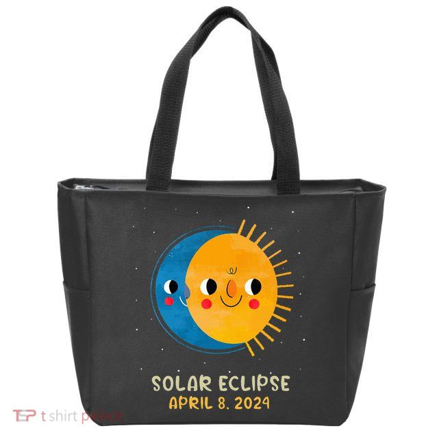 Total Solar Eclipse 2024 Cute Solar Eclipse Zip Tote Bag
