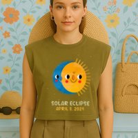 Total Solar Eclipse 2024 Cute Solar Eclipse Garment-Dyed Women's Muscle Tee