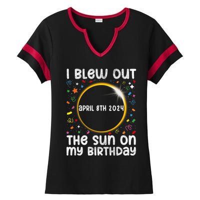 Total Solar Eclipse Birthday April 2024 Funny Quote Totality Ladies Halftime Notch Neck Tee