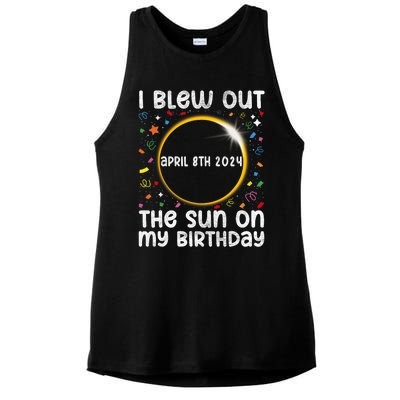 Total Solar Eclipse Birthday April 2024 Funny Quote Totality Ladies PosiCharge Tri-Blend Wicking Tank