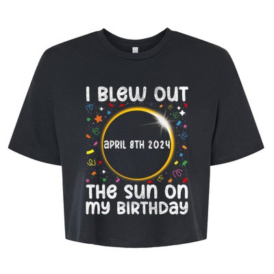 Total Solar Eclipse Birthday April 2024 Funny Quote Totality Bella+Canvas Jersey Crop Tee