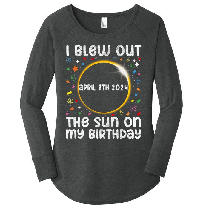 Total Solar Eclipse Birthday April 2024 Funny Quote Totality Women's Perfect Tri Tunic Long Sleeve Shirt