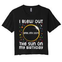 Total Solar Eclipse Birthday April 2024 Funny Quote Totality Women's Crop Top Tee