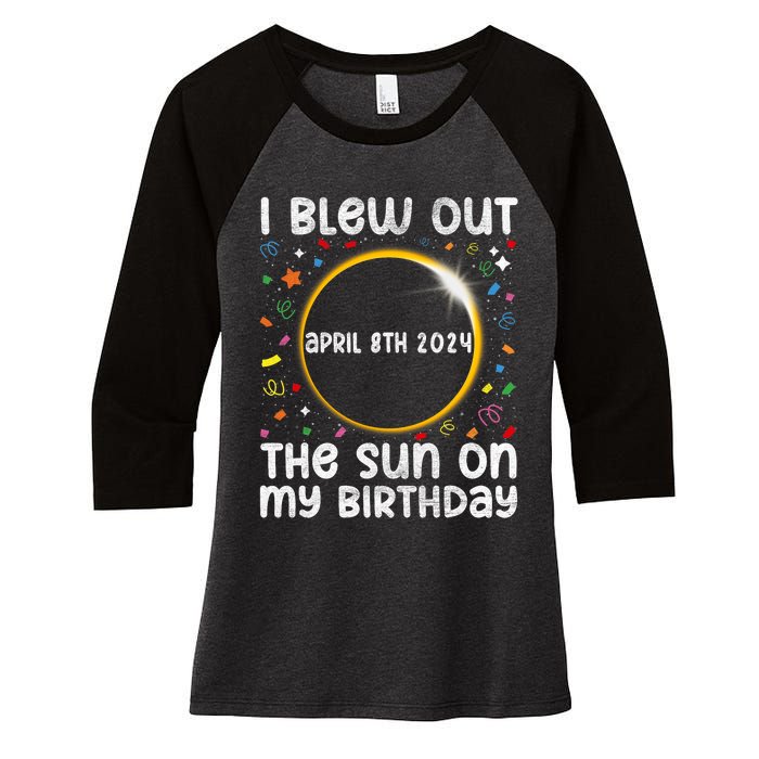 Total Solar Eclipse Birthday April 2024 Funny Quote Totality Women's Tri-Blend 3/4-Sleeve Raglan Shirt