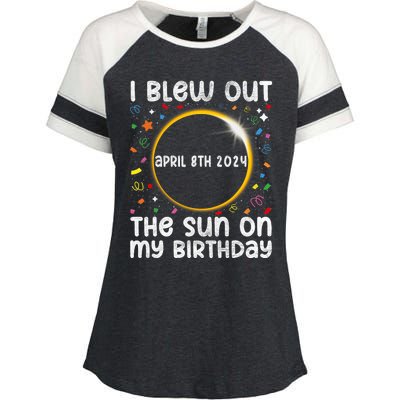 Total Solar Eclipse Birthday April 2024 Funny Quote Totality Enza Ladies Jersey Colorblock Tee