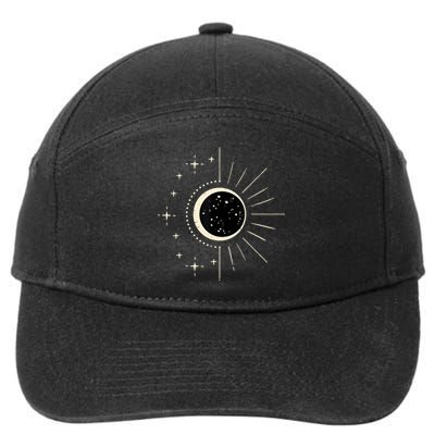 Total Solar Eclipse Moon Sun Stars April 8 7-Panel Snapback Hat