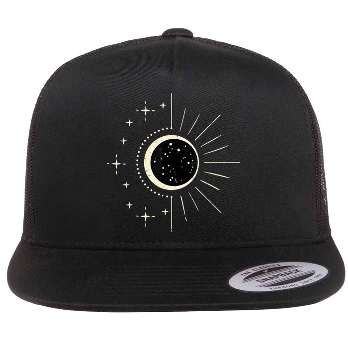 Total Solar Eclipse Moon Sun Stars April 8 Flat Bill Trucker Hat