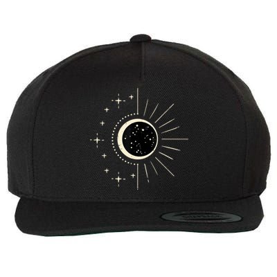 Total Solar Eclipse Moon Sun Stars April 8 Wool Snapback Cap