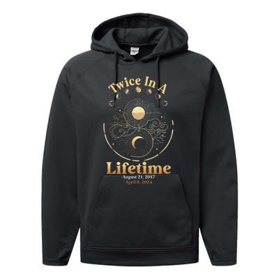 Total Solar Eclipse Twice In A Lifetime 2017 2024 Performance Fleece Hoodie