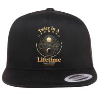 Total Solar Eclipse Twice In A Lifetime 2017 2024 Flat Bill Trucker Hat