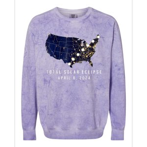 Total Solar Eclipse Map Of The Usa 4.08.2024 Colorblast Crewneck Sweatshirt